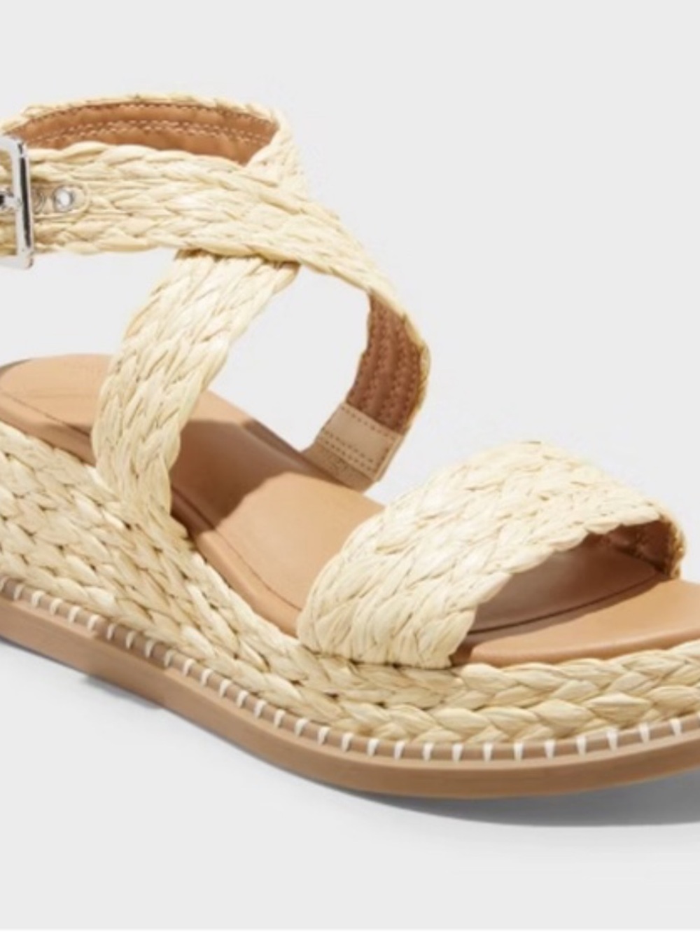 Universal Thread Women's Kayla Wedge Heels in beige straw size 7.5